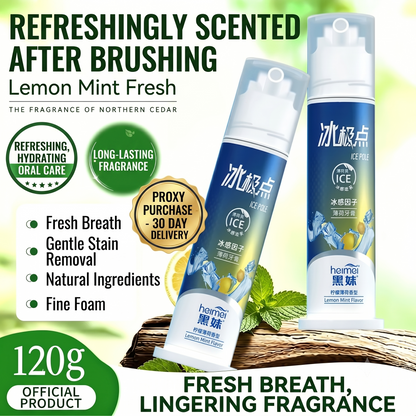 Heimei Ice Pole Press-Type Pump Toothpaste 120g | Lemon Mint Flavor | Ultimate Icy Sensation, Stain Removal, Long-Lasting Fresh Breath