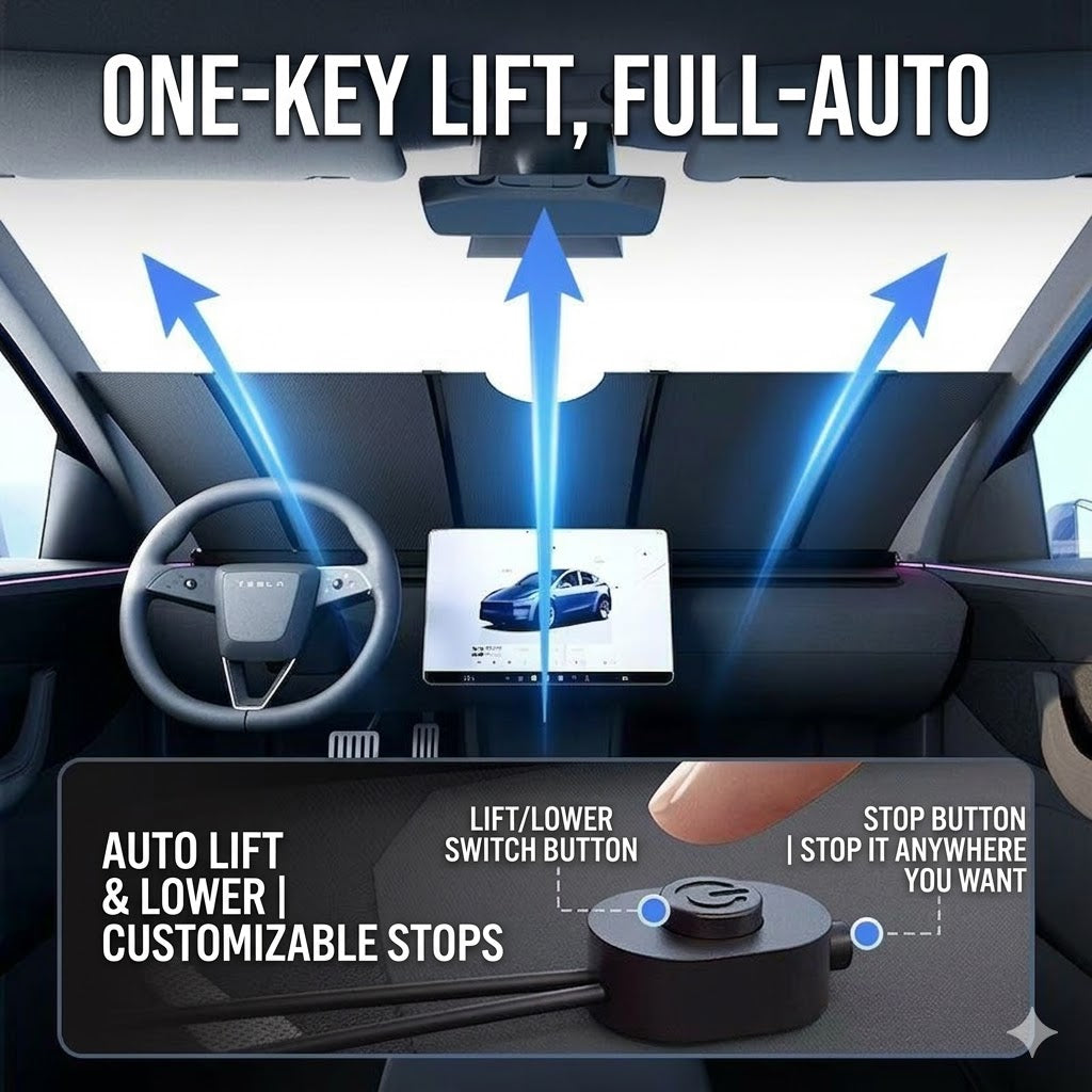 Car sunshade, electric sunshade, cooling, prevents interior sun damage and aging.