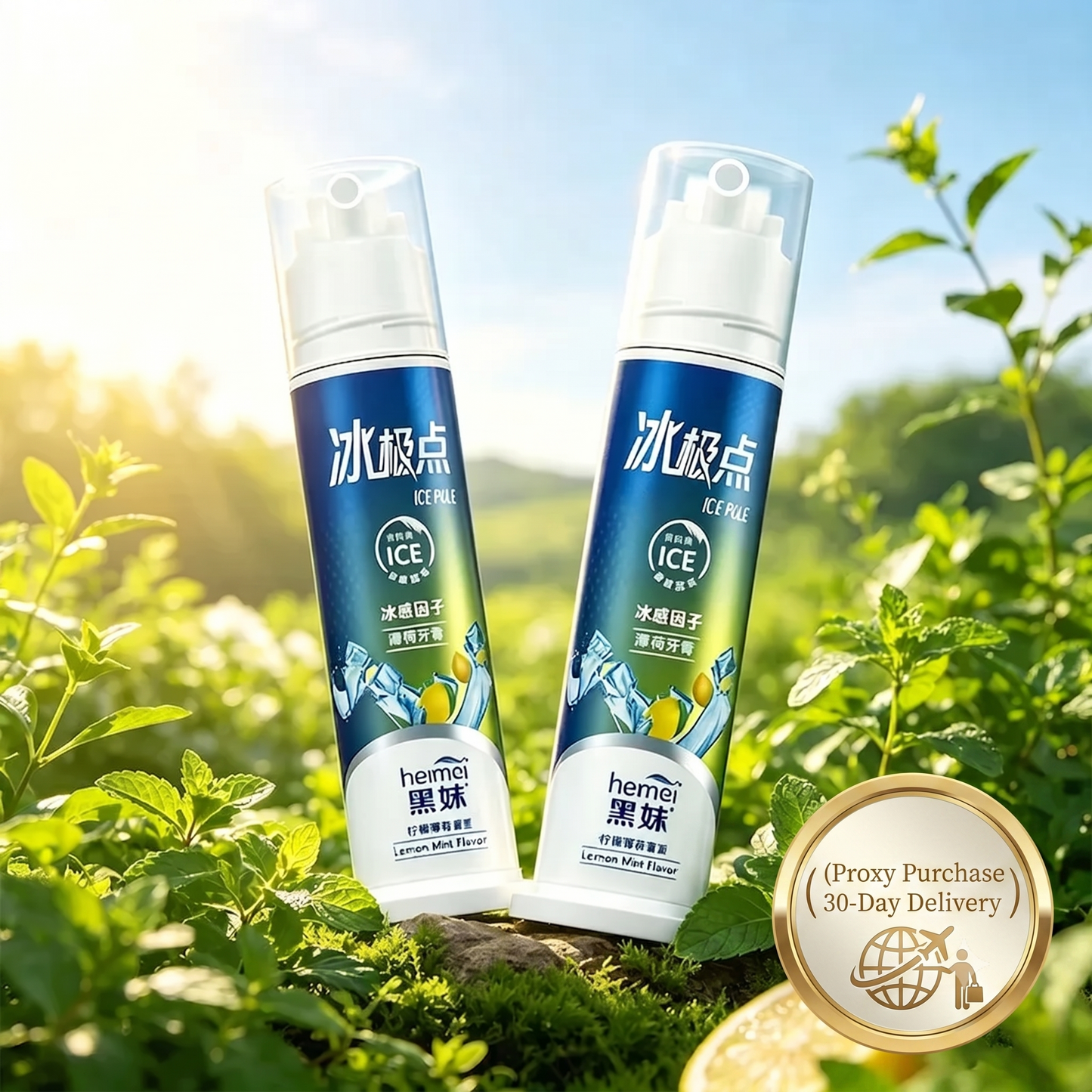 Heimei Ice Pole Press-Type Pump Toothpaste 120g | Lemon Mint Flavor | Ultimate Icy Sensation, Stain Removal, Long-Lasting Fresh Breath