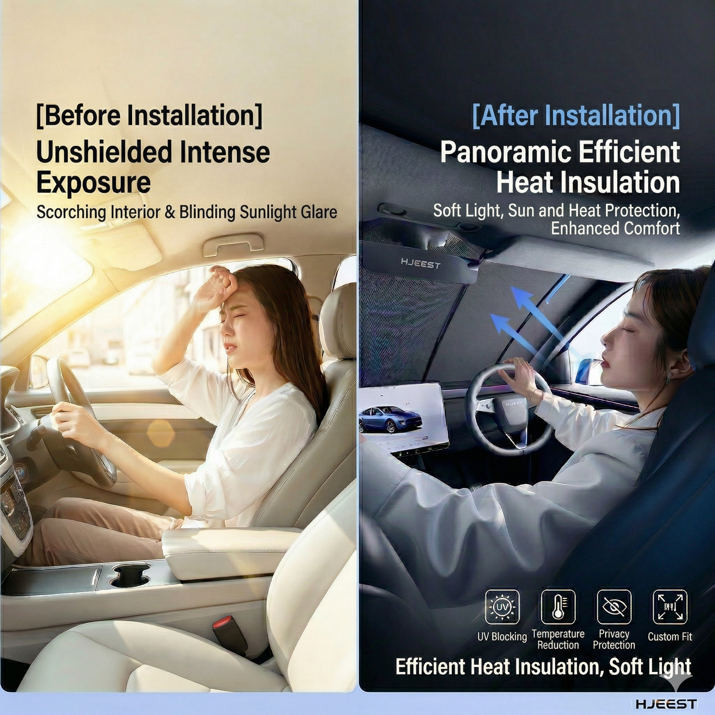 Car sunshade, electric sunshade, cooling, prevents interior sun damage and aging.