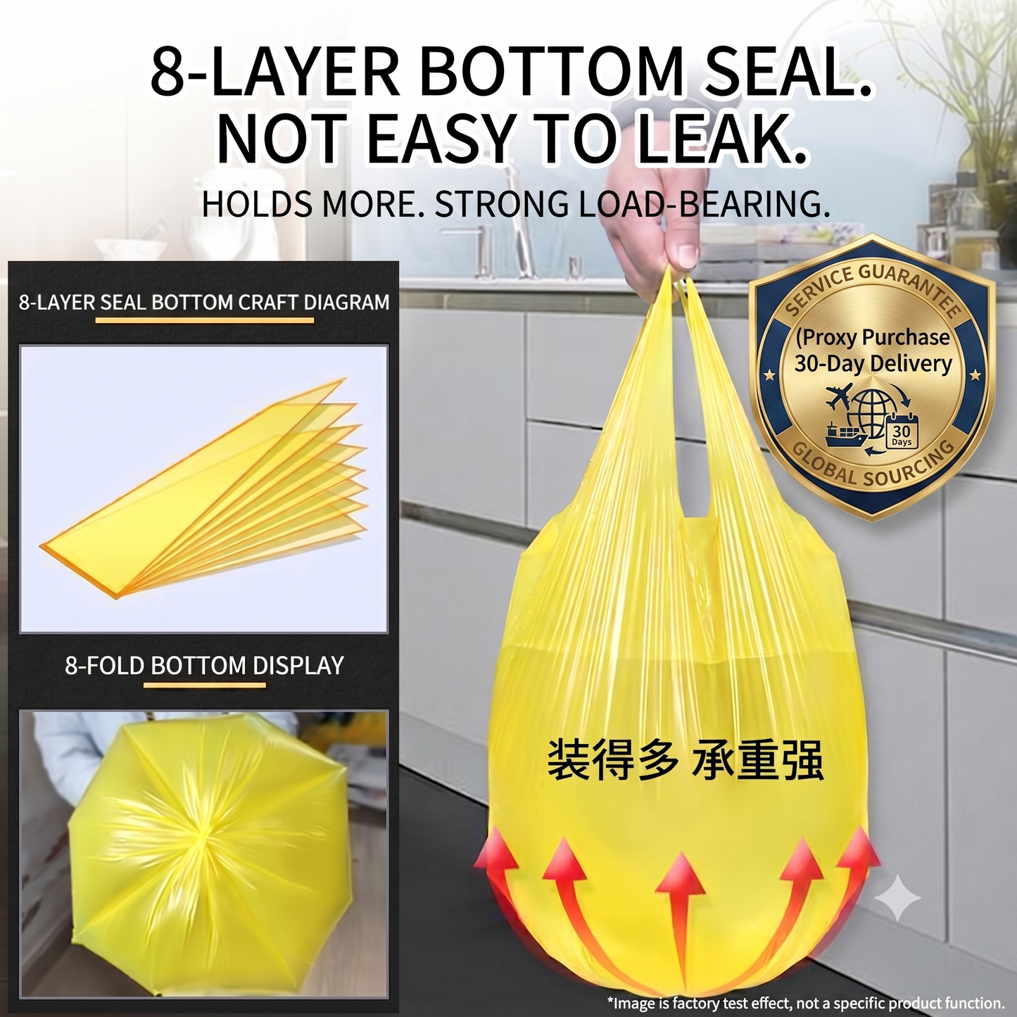 Heavy-Duty Vest-Type Trash Bags - 200 Count Dispenser Box | 1.0 Mil Thickened, 8-Layer Leak-Proof Bottom Seal (45x59cm)