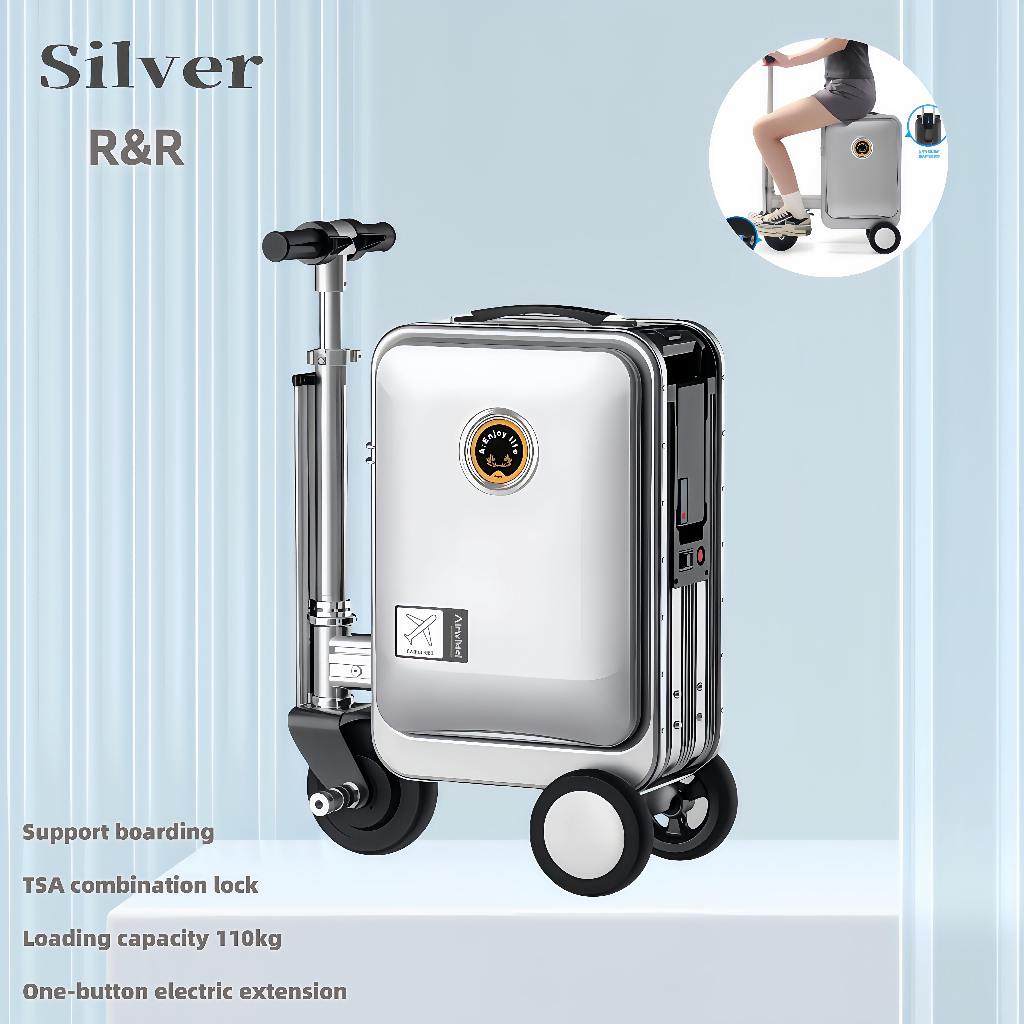 20L Electric Ride-On Luggage - Foldable Motorized Suitcase with USB Charger, 15km/h Speed for Travel & Commute