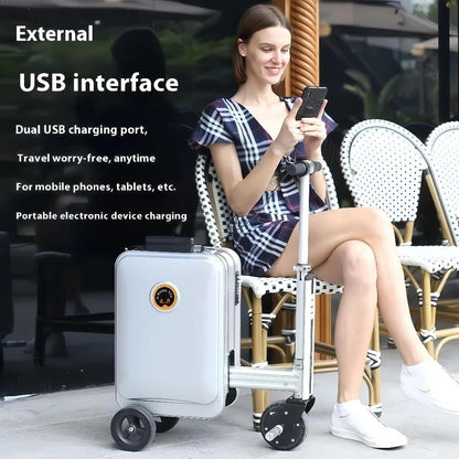 20L Electric Ride-On Luggage - Foldable Motorized Suitcase with USB Charger, 15km/h Speed for Travel & Commute