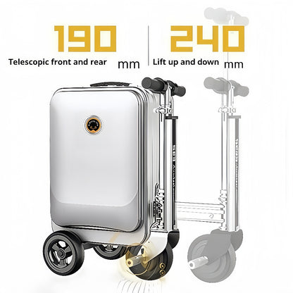 20L Electric Ride-On Luggage - Foldable Motorized Suitcase with USB Charger, 15km/h Speed for Travel & Commute