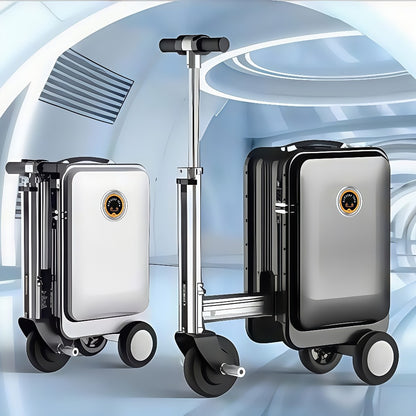 20L Electric Ride-On Luggage - Foldable Motorized Suitcase with USB Charger, 15km/h Speed for Travel & Commute