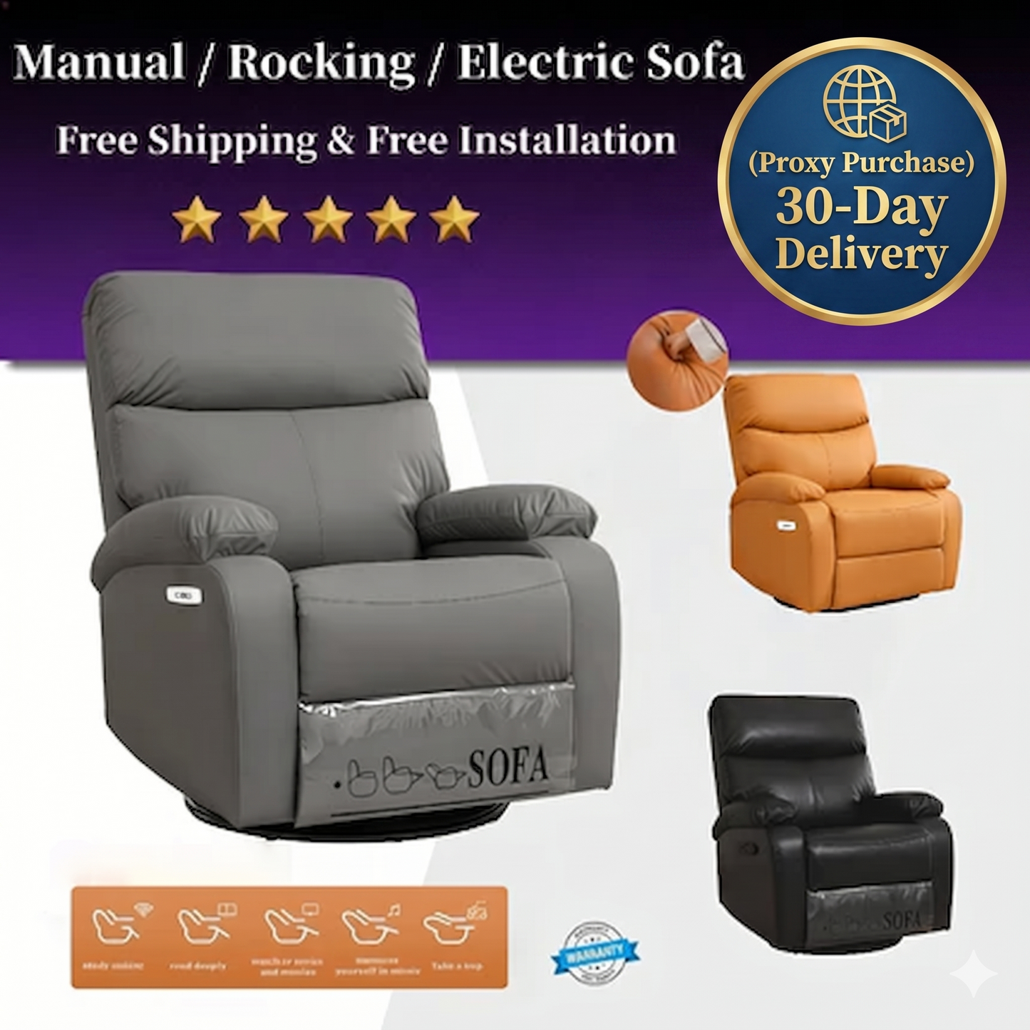 Zero Gravity Ergonomic Single Sofa