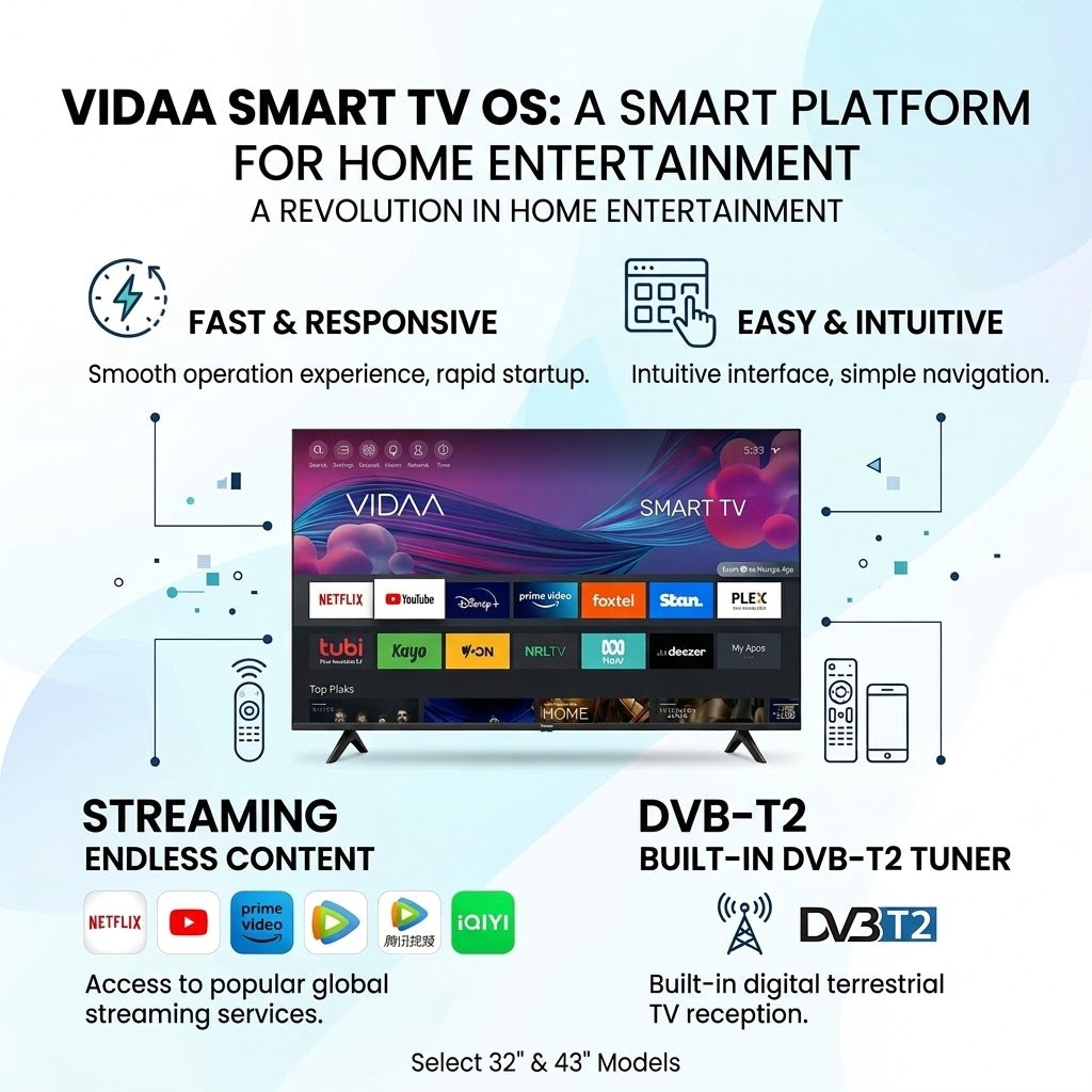 [R&R] QLED Smart TV (32"/43") | VIDAA System with Voice Control | 100% Colour Volume